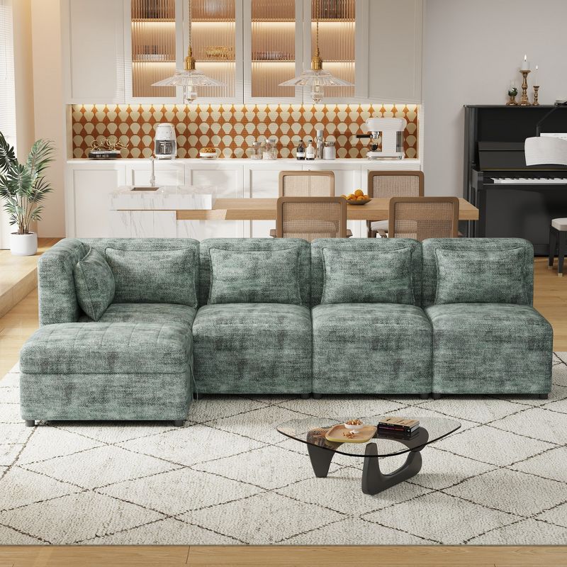5 Seat Sectional Sofa, Free-Combined Modular Sofa Couches with Storage Ottoman-ModernLuxe, 1 of 10