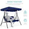 Best Choice Products 2-Person Outdoor Large Convertible Canopy Swing Glider Lounge Chair w/ Removable Cushions - 2 of 4