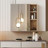 DOMETOUR Natural Wood Grain Mirror Cabinet - Clear Mirror, Storage Space, Wall-Mounted MDF Bathroom Mirror for Space Saving - 3 of 4