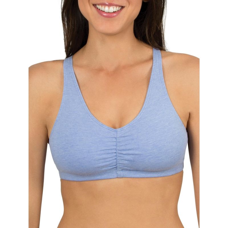 Fruit of the Loom Women's Shirred Front Racerback Sports Bra 3-Pack, 3 of 7