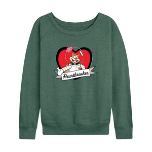 Women's - SpongeBob SquarePants - Heartbreaker Lightweight French Terry Wide Neck Long Sleeve Shirt - 1 of 4