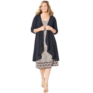 Catherines Women's Plus Size Soft Knit Jacket Dress - 1 of 4