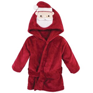 Hudson Baby Unisex Baby Plush Animal Face Bathrobe, Red Santa, 0-9 Months - 1 of 2