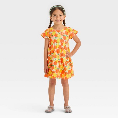 Women's Orange Floral Dresses