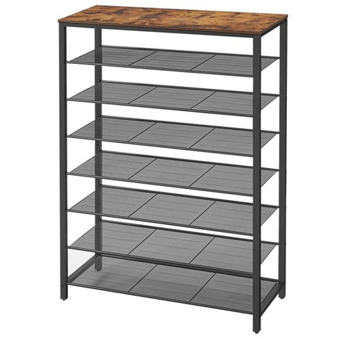 4 Tier Shoe Rack Black Metal With Natural Wood - Brightroom™ : Target