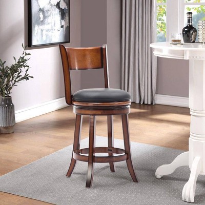 Chestnut Bonded Leather 24" Swivel Counter Stool with High-Density Foam