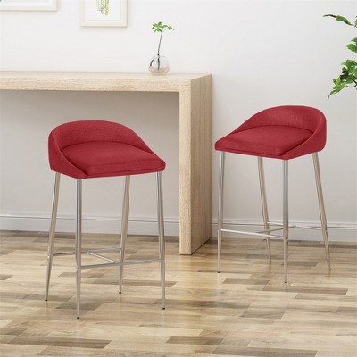Bar Stool Chairs, Counter Stool Set Of 2, Seating Barstools With Chrome Finish For Dining Room, Breakfast Nook Kitchen Island