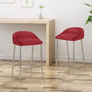 Bar Stool Chairs, Counter Stool Set Of 2, Seating Barstools With Chrome Finish For Dining Room, Breakfast Nook Kitchen Island - 1 of 4