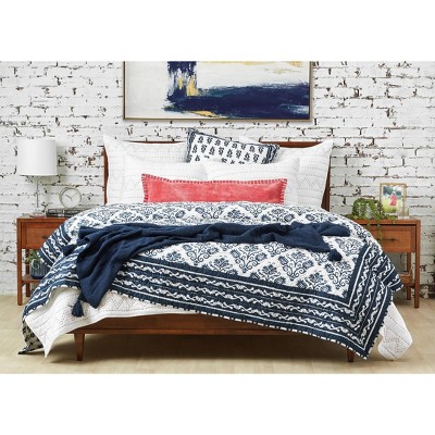 Indigo Cotton Tassel Throw Blanket 50" x 60"