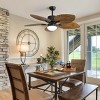 48"Quiet Ceiling Fans,5 Blades Ceiling Fan,Tropical Ceiling Fan With 3 Speed Wind 3 Color Dimmable Led Light Remote Control,Ac Motor-The Pop Home - 2 of 4