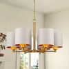 LamQee Drum Shaded Chandelier Modern Gray and Gold Hanging Ceiling Light for Kitchen Island Dining Room - 2 of 4