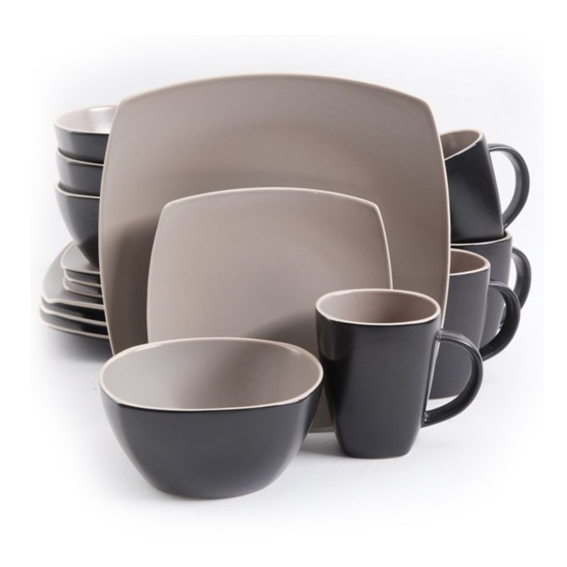 Gibson Soho Lounge Matte 16 Piece Dinnerware Set in Taupe, 1 of 6