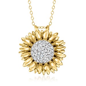 Ross-Simons 0.50 ct. t.w. Diamond Sunflower Pendant Necklace in 18kt Gold Over Sterling Size 20 - 1 of 4
