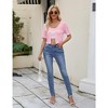 Womens Cropped Cardigan Tie Front Short Sleeve V Neck Tops Ribbed Knit Sweater Cardigan Open Front Cardigan Tie Front Soft Tops,Light Pink - 2XL - 3 of 4