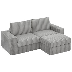NicBex Modern Sofa Couch Corduroy Sleeper Sofa with Movable Ottoman for Living Room and Office - 1 of 4