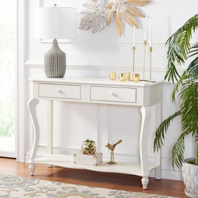 Transitional Dark Brown Birch Wood Console Table with Storage