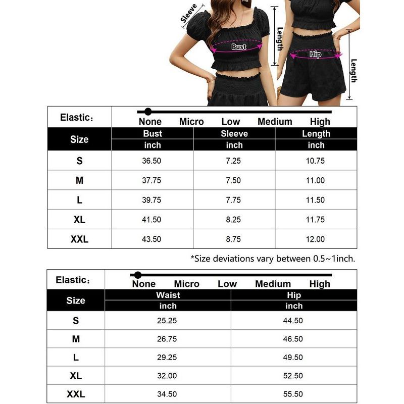 WhizMax Women's Two Piece Outfits Elastic High Waisted Shorts Off Shoulder Ruffle Crop Top Casual Short Pant Sets, 5 of 6