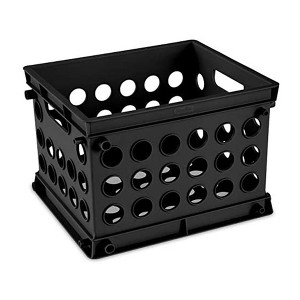 Sterilite Mini Crate, Stackable Plastic Storage Bin with Handles, Black, 24 Pack - 1 of 4
