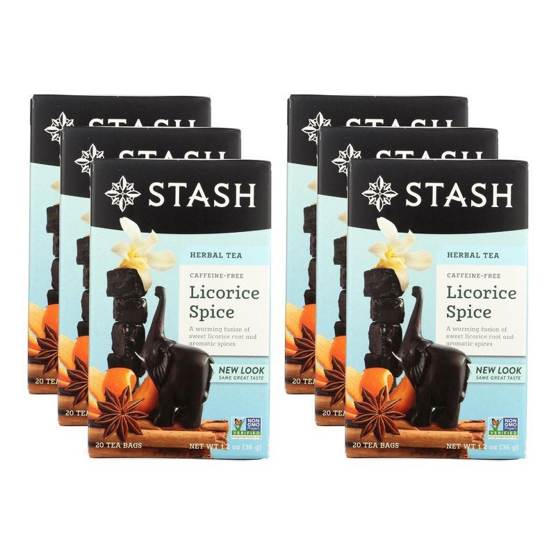 Stash Tea Premium Licorice Spice Herbal Caffeine Free Tea - Case of 6/20 Bags, 1 of 6