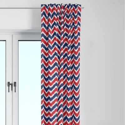 Bacati - Mix N Match Navy Red Chevron Ikat Curtain Panel