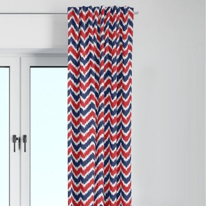 Bacati - Mix N Match Navy Red Chevron Ikat Curtain Panel - 1 of 4