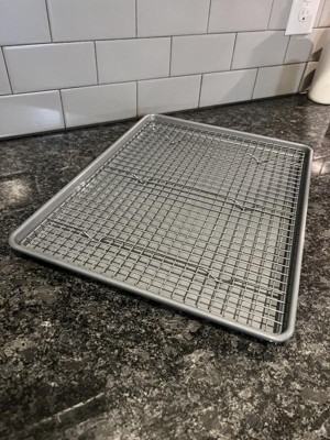 2pc Nonstick Baking Sheet and Cooling Rack Set Gray - Figmint