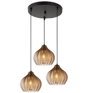 HOMLUX 3-Light Glass Ceiling Chandelier with Adjustable Wire for Living Dining Room - 1 of 4