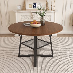 MAYEERTY Extendable Round Dining Table with Storage Shelf, 4-8 Seater ...