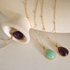 Clotth Natural Aventurine Pendant Necklace - Stainless Steel Water Drop and Oval Charm Choker Jewelry for Women - 4 of 4
