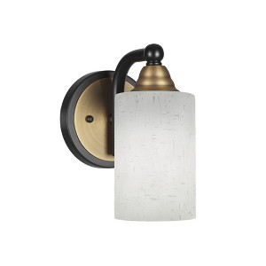 Toltec Lighting Paramount 1 - Light Sconce in  Matte Black/Brass with 4" White Muslin Shade - 1 of 1