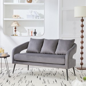 53.7" Modern Velvet Loveseat Sofa with Open Back & 3 Pillows,Small 2-Seater Couch for Living Room Bedroom Apartment-Baofuwish - 1 of 4
