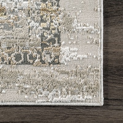 Elegant Faded Medallion 4' x 6' Beige Synthetic Area Rug