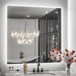 Keonjinn Smart LED Bathroom Vanity Wall Mirror, 3 Color Temperatures Dimmable, Frontlit & Backlit, Dimmable, Acrylic Edge, Anti Fog, Radar Sensor - 1 of 4