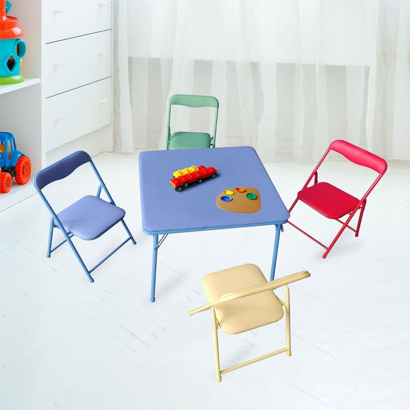 Plastic Development Group CH2023 5 Piece Colorful Kids Activity Foldable Table and Chair Furniture Set for Home Playrooms, Multicolor, 5 of 7