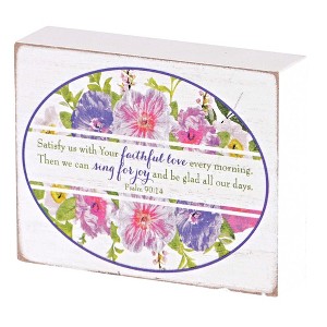 Dicksons TPLK43-336 Sing For Joy All Our Days Pink and Purple Floral 3 x 4 Inch MDF Decorative Tabletop Sign Plaque - 1 of 3