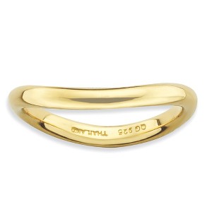 Black Bow Jewelry 2.25mm Stackable 14K Yellow Gold Plated Silver Curved Polished Band - 1 of 4