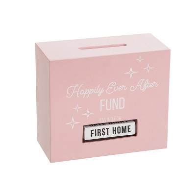 Totalee Gift Happily Ever After Fund Rotating Bank Wood Pink