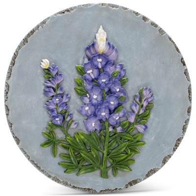 Nat & Jules Floral Colorful Dimensional Indoor Outdoor 12 inch Round Cast Resin Decorative Garden Stepping Stone, Patio, Walkway Sculpture Yard Art,