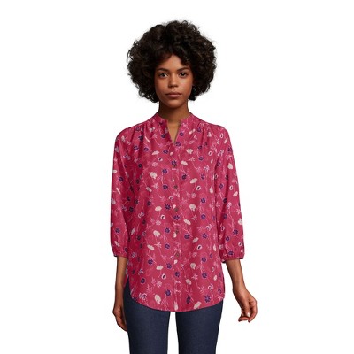 Lands' End Women's Rayon Button Front 3/4 Sleeve Tunic Top : Target