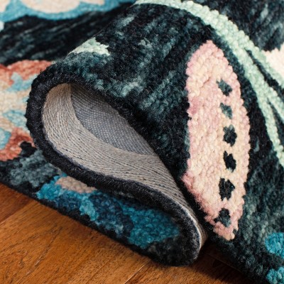 Handmade Blue Wool Tufted Rectangular 4' x 6' Rug