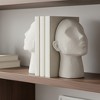 Sculptural Resin Textured Head Book Ends - Contemporary Artistic Bookends for Office Spaces, Desk Decor, or Home Library Accents - Set of 2, 9", White - 2 of 4