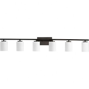Progress Lighting Replay 6-Light Bath Vanity Bracket, Antique Bronze, Etched Glass Shades - 1 of 1