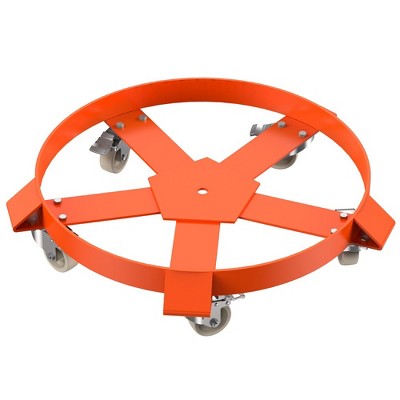 55-gallon Bucket Cart with 4 casters, 1000-pound Capacity Trash Can Cart, Orange Steel Frame Trolley