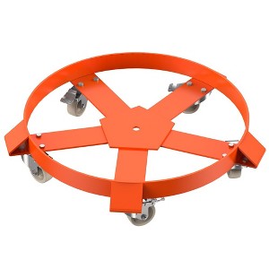 55-gallon Bucket Cart with 4 casters, 1000-pound Capacity Trash Can Cart, Orange Steel Frame Trolley - 1 of 4