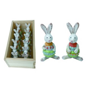 Transpac Resin 4.5 in. Multicolor Easter Egg Bunny Figurines In Crate Set of 12 - 1 of 2