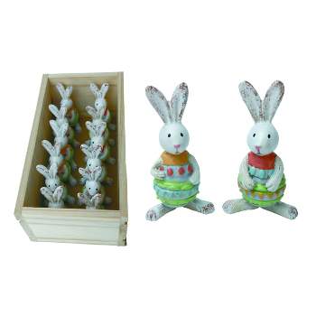 Transpac Resin 4.5 in. Multicolor Easter Egg Bunny Figurines In Crate Set of 12