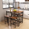 NicBex Set of 5 Kitchen Table Chairs Set Rectangular Dining Table Set for 4 with High Stools for Living Room, Kitchen, Restaurant, Rustic Brown - 2 of 4