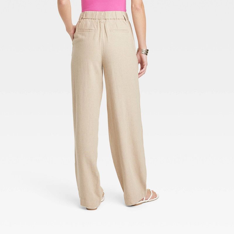 Women's High-Rise Linen Pleated Front Straight Pants - A New Day™, 3 of 10