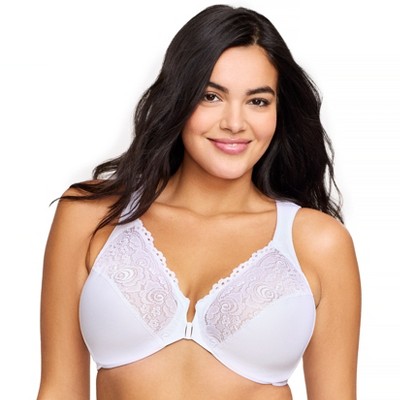 Glamorise Womens MagicLift Front-Closure Support Wirefree Bra 1200 White 44C