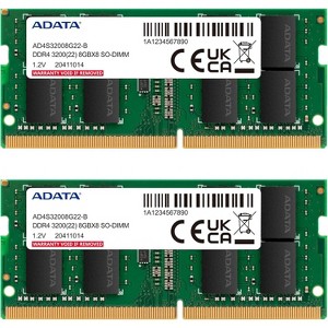 ADATA Premier 16GB (2x8GB) DDR4 3200MHz CL22 PC4-25600 260-Pin SODIMM Memory RAM Dual Pack (AD4S32008G22-DTGN) - 1 of 2